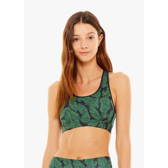 New w/Tags - The Upside - Palm Leaf Anna Bra in Green/Blue leaf pattern, sz 10 - Picture 6 of 9